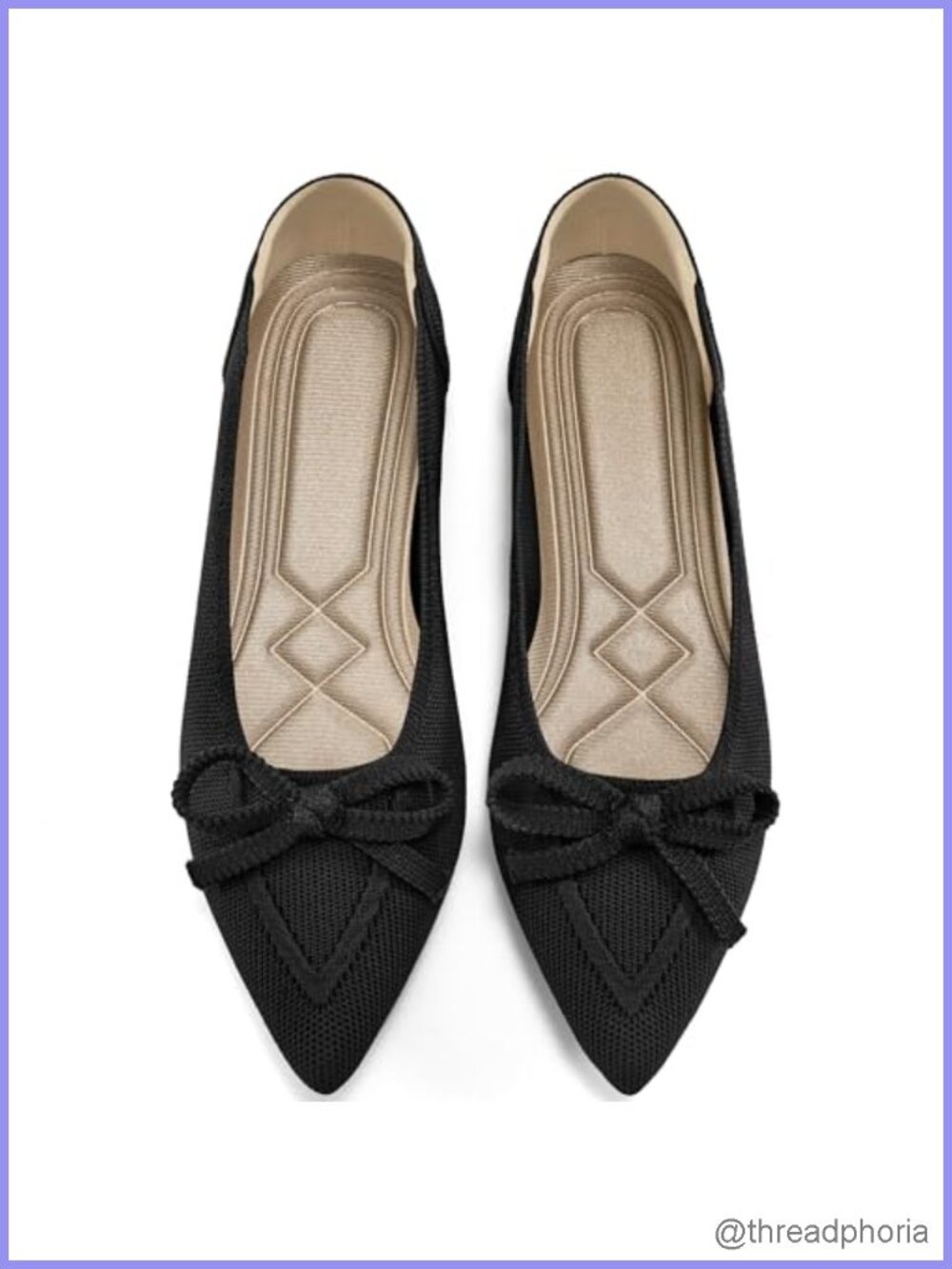 Dressy Ballet Flats with Pointed Toe Bow, Memory Foam Insole, Slip On Work Shoes